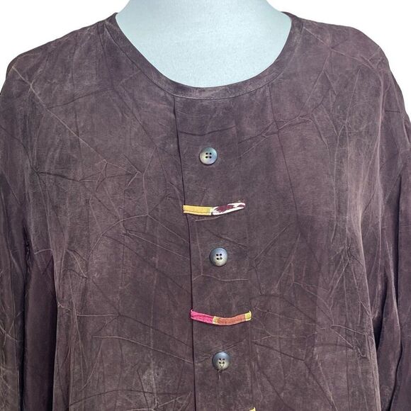 Rare Paula Sweet Brown Long Sleeve Tunic Top Size Large - Picture 2 of 6